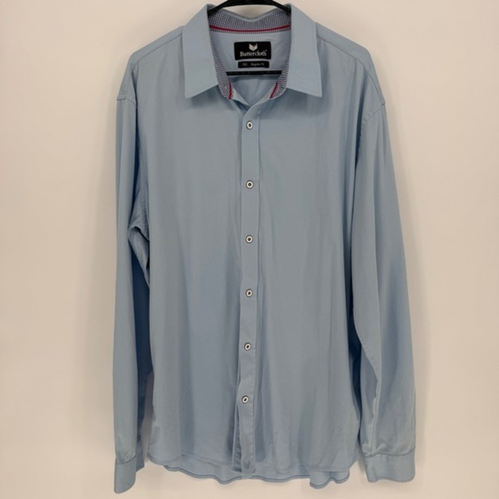 Buttercloth 3XL Light Blue Long Sleeve Regular Fit Button Down Shirt